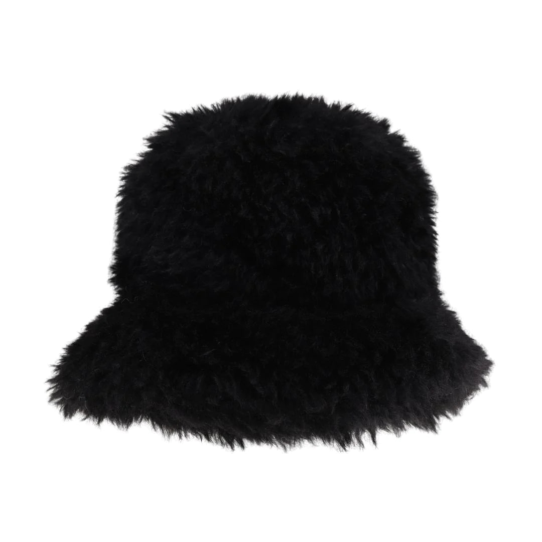 Fur Bucket Hat in Black